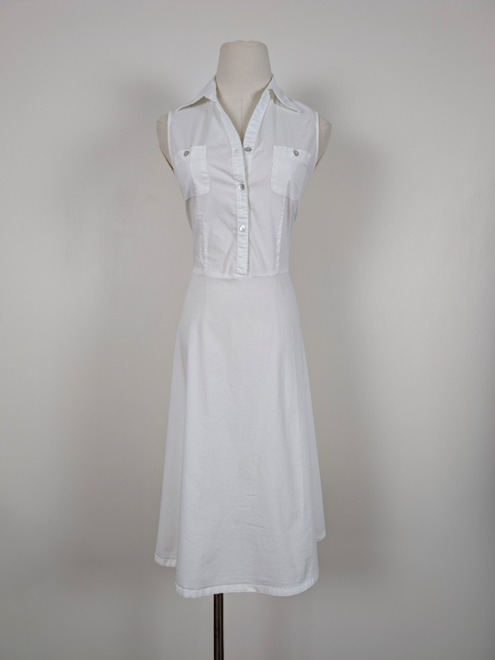 Cherokee White Khaki Midi Dress Size Medium Semi Formal Summer - Picture 2 of 14